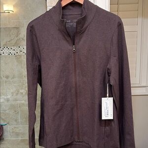 Pact women’s XL heathered chocolate full zip jacket, NWT